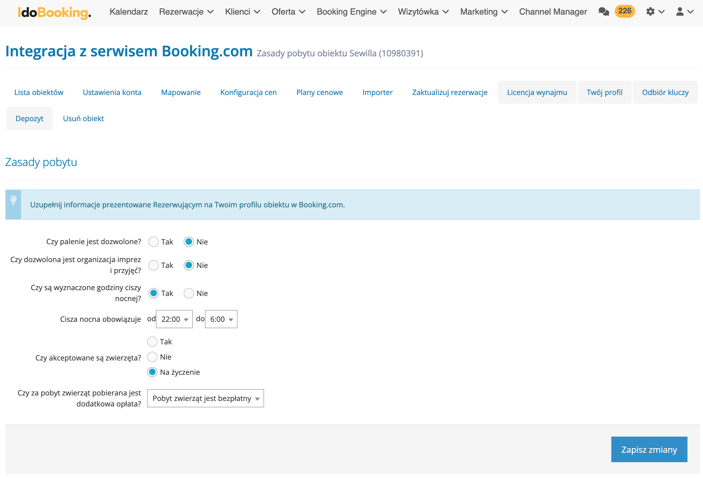 Zasady pobytu w Booking.com