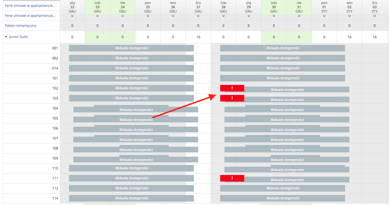 Nakładające się blokady dostępności oraz rezerwacje